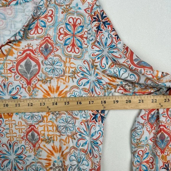 T by Talbots Women's Size M Split Neck 3/4 Sleeve Ruched Blouse Top - Picture 6 of 9